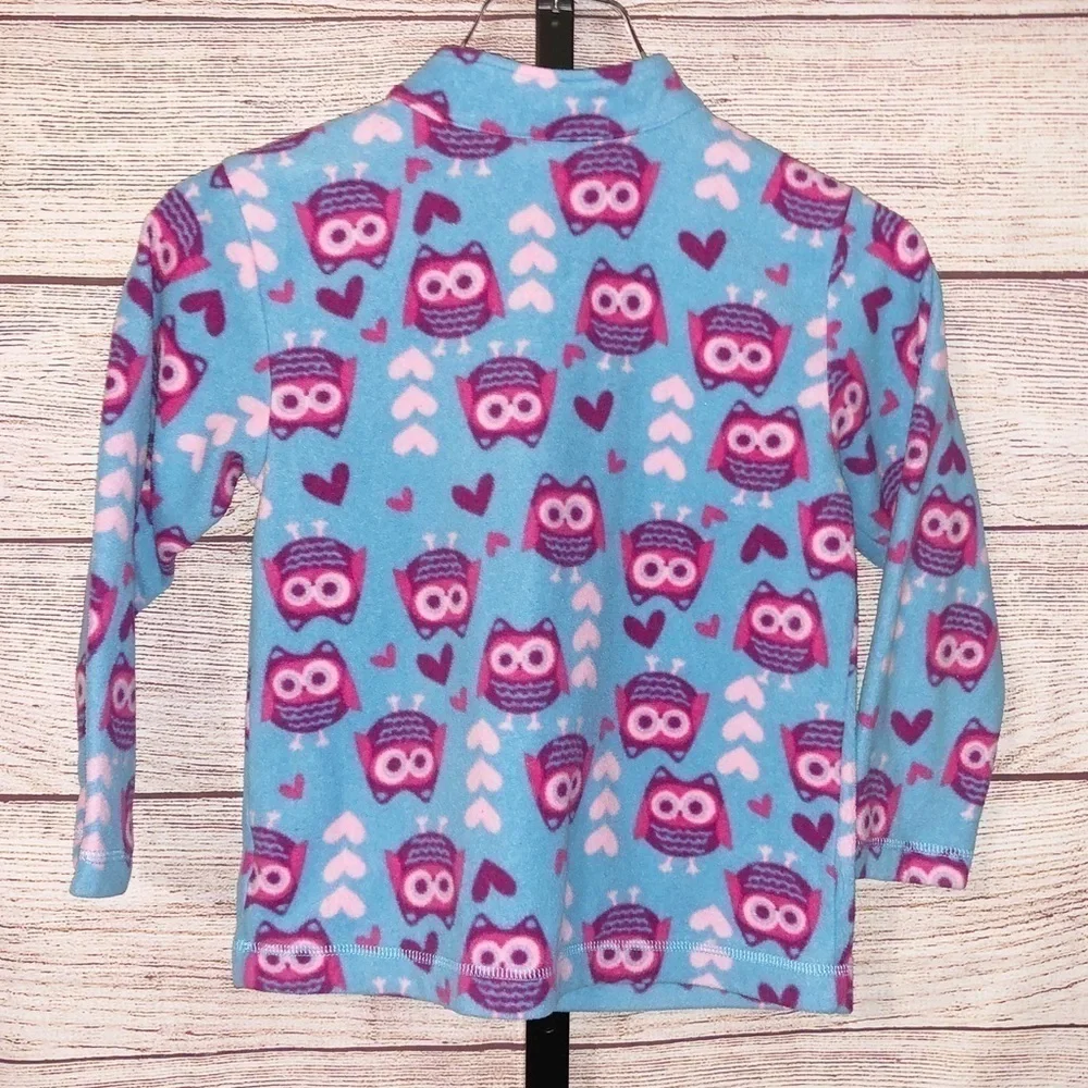 Hanna Andersson Blue and Purple Owl Fleece Pullover Size 6-7 (120)